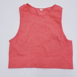 DSG Womens Highneck Brami Tank Shirt Orange Sleeveless Cropped Racerback Medium